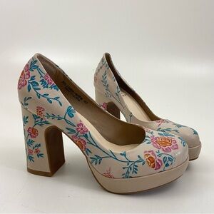 L'Artiste by Spring Step Julianna cream pastel floral leather heels size 40 (9)